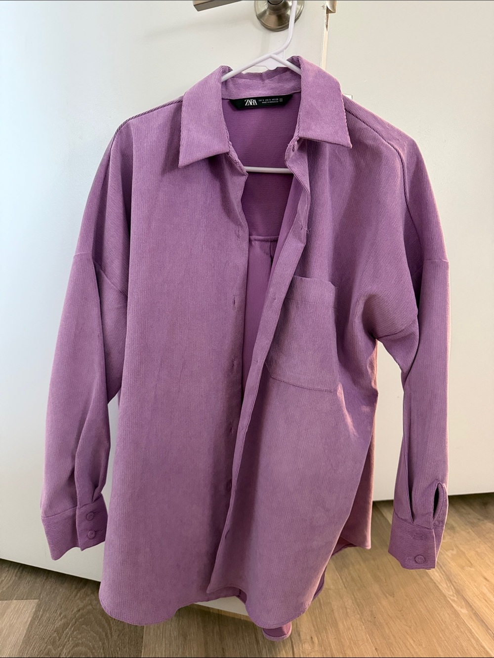 ZARA Lavender Button-Down Corduroy Shirt